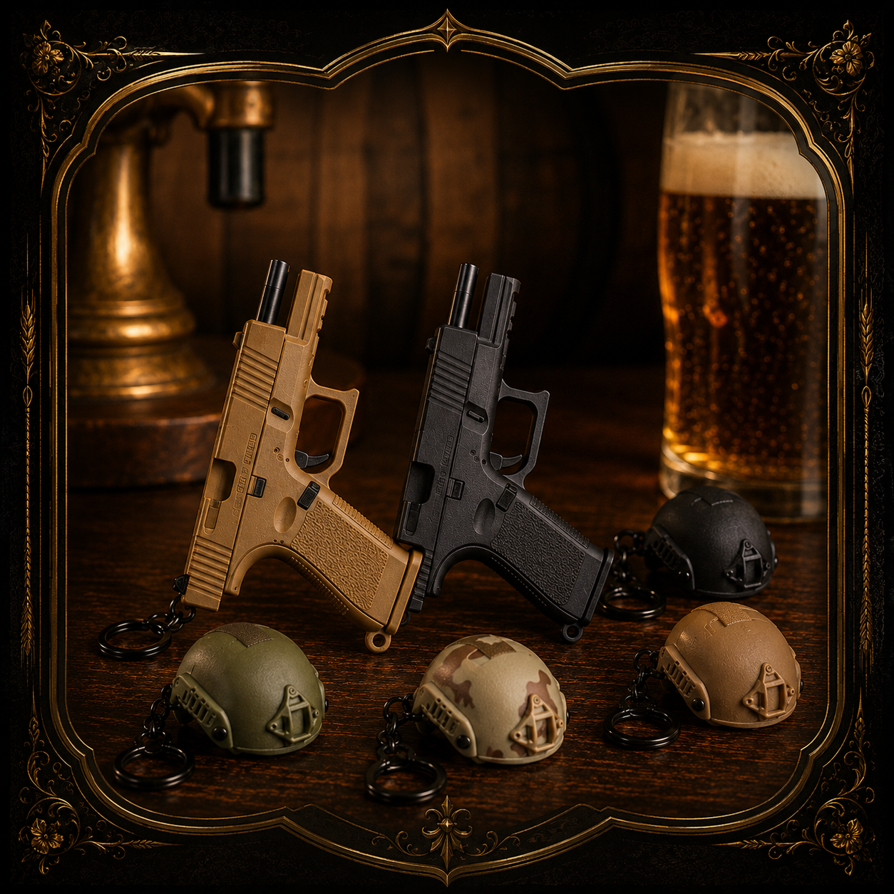 The Tactical Opener — Pistol & Helmet Bottle Opener Keychain