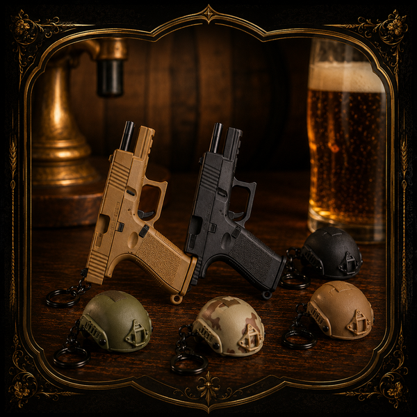 The Tactical Opener — Pistol & Helmet Bottle Opener Keychain