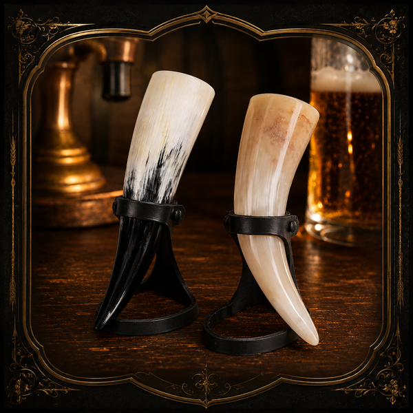 The War Horn — Genuine Drinking Horn with Leather Belt Holder